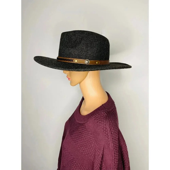 C. C. wide brim felt hat black with brown band - Picture 4 of 8
